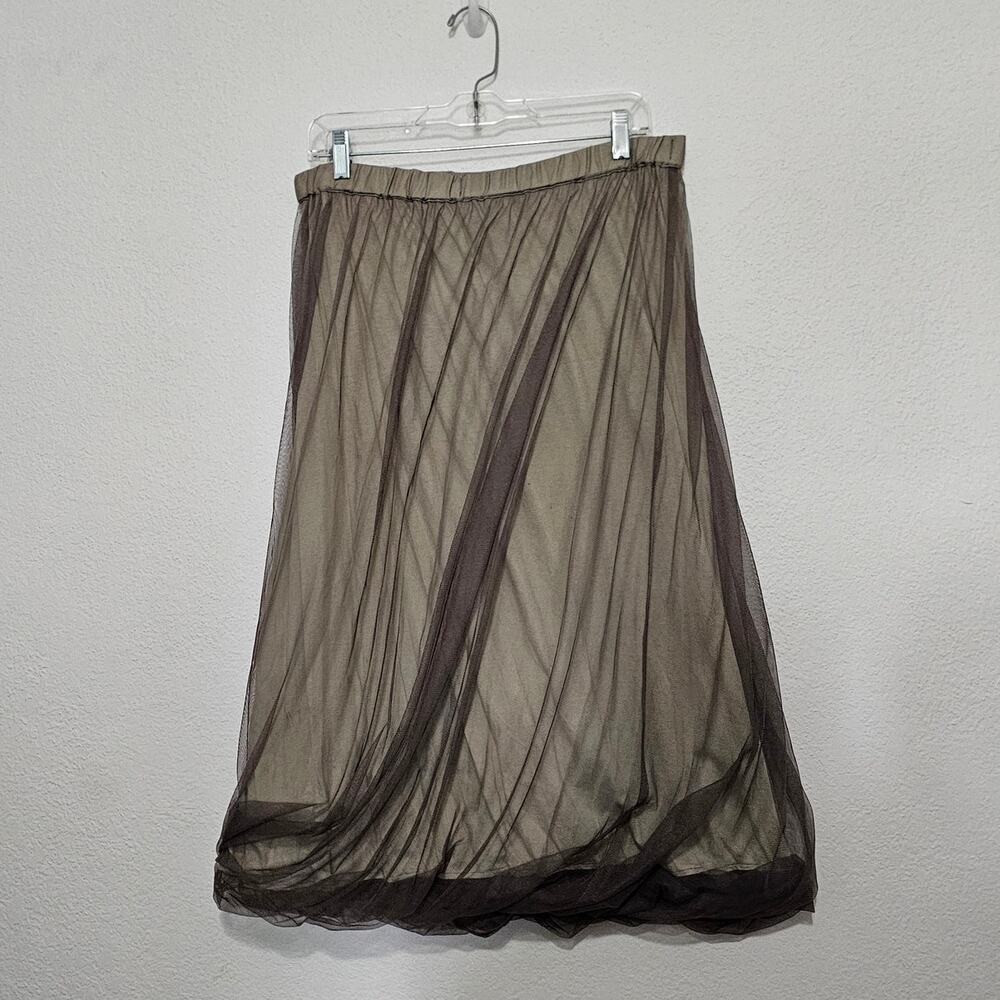 Lunn by Lilith Brown Sheer Skirt Double Layered Lagenlook XXL Avant Garde